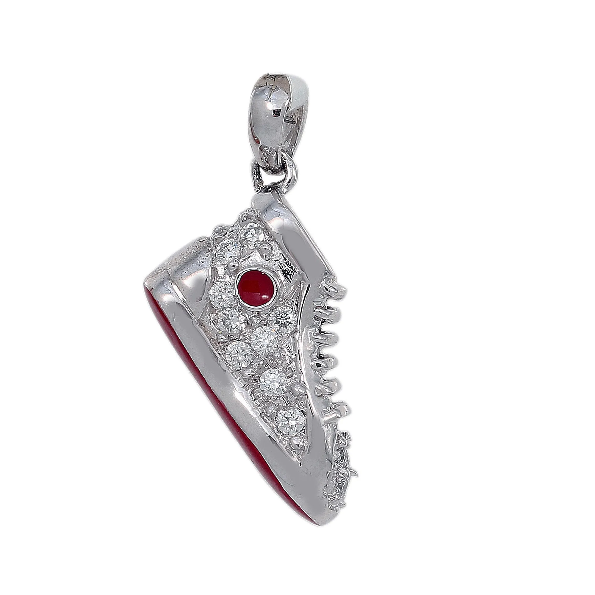 14K White Gold Unisex Shoe Shaped Pendant