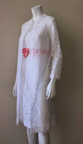 1960s White Lace Dress with Matching Jacket