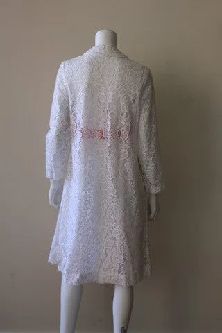 1960s White Lace Dress with Matching Jacket