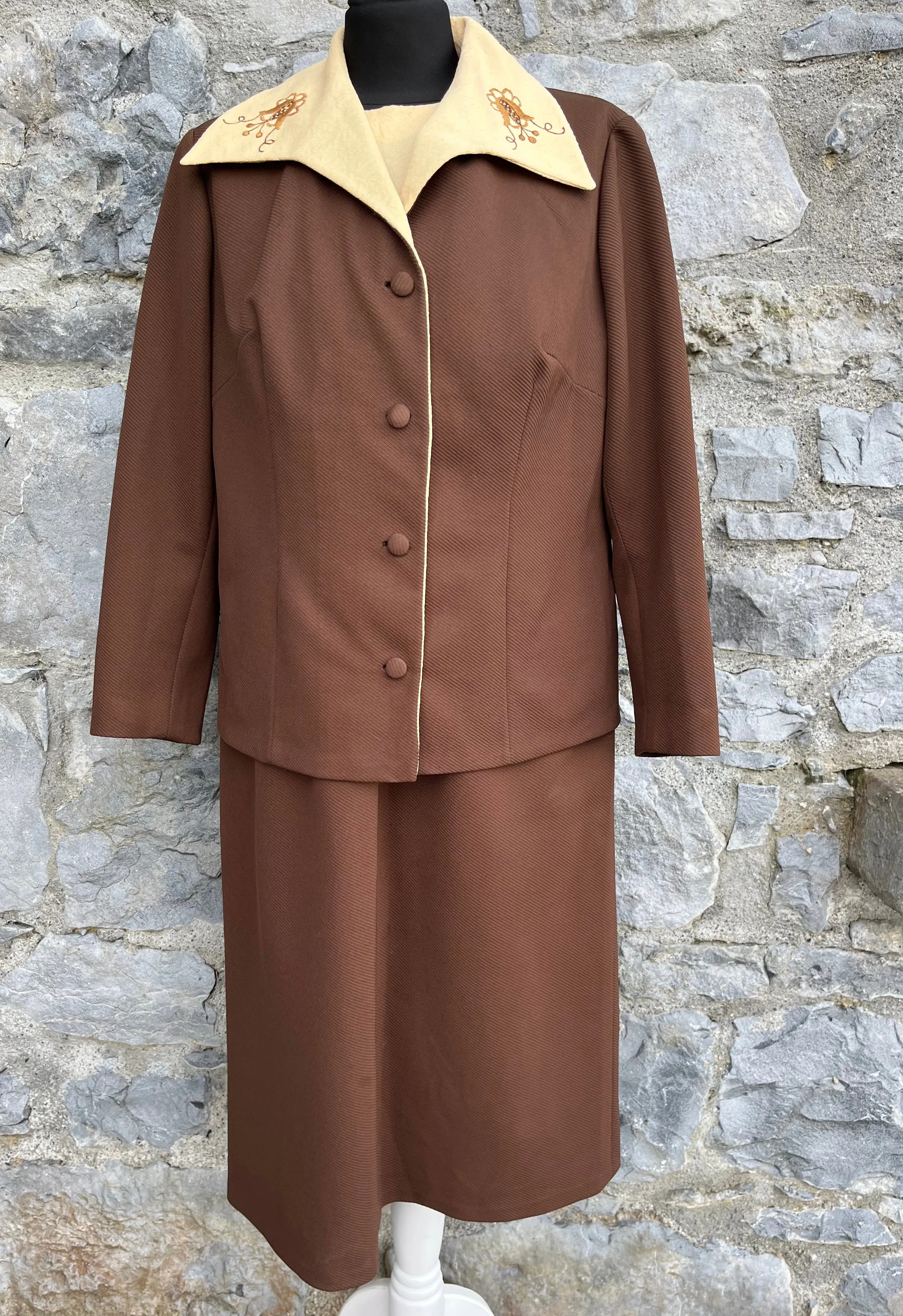 70s beige&brown dress&jackets uk 14