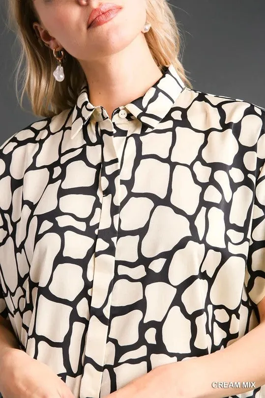 Abstract Collared Top