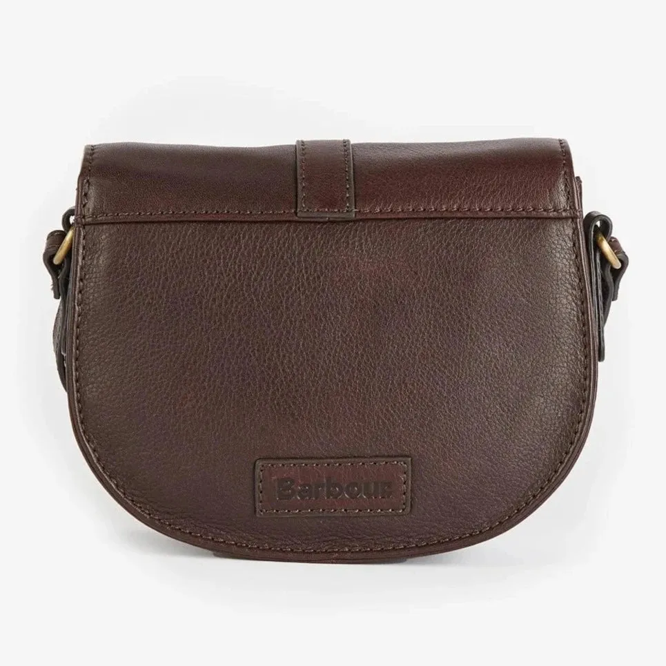 Barbour Laire Medium Leather Saddle Bag in Dark Brown