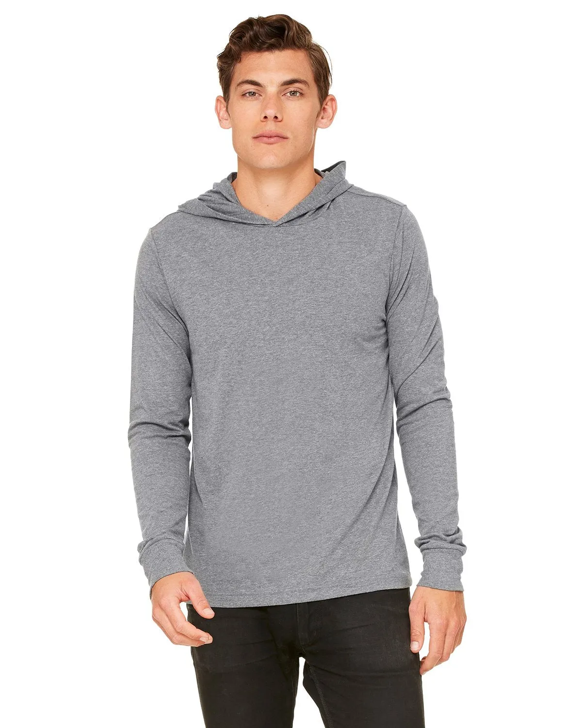 Bella + Canvas Unisex Jersey Long Sleeve Hoodie 3512 Deep Heather