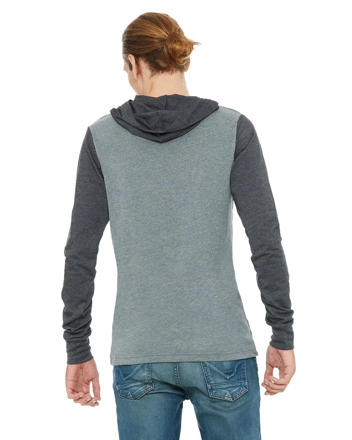 Bella + Canvas Unisex Jersey Long Sleeve Hoodie 3512 Dp Ht/ Dk Gry Ht