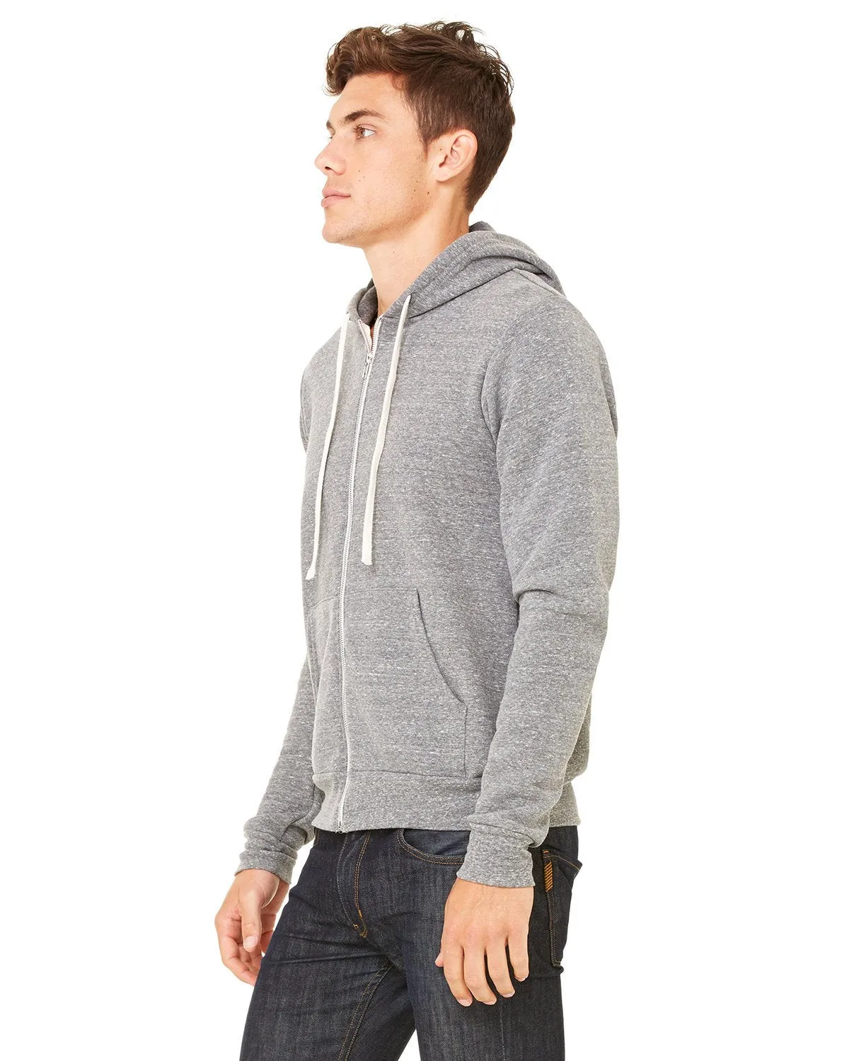 Bella + Canvas Unisex Triblend Sponge Fleece Full-Zip Hoodie 3909 Grey Triblend