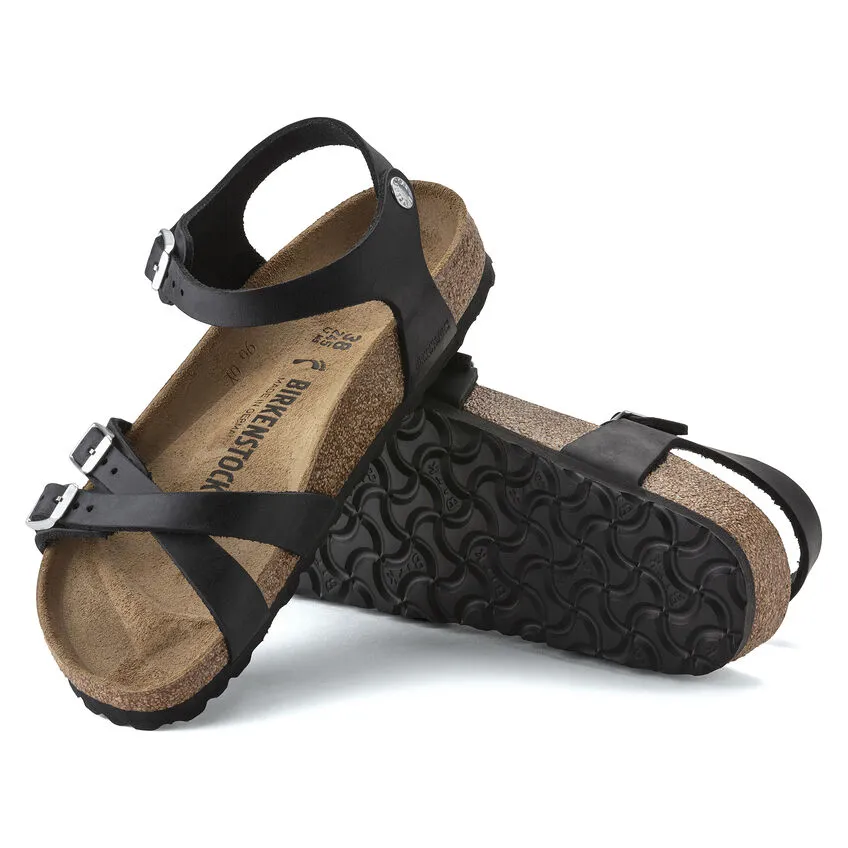 Birkenstock Women’s Kumba Oiled Leather Sandals-Oiled Black