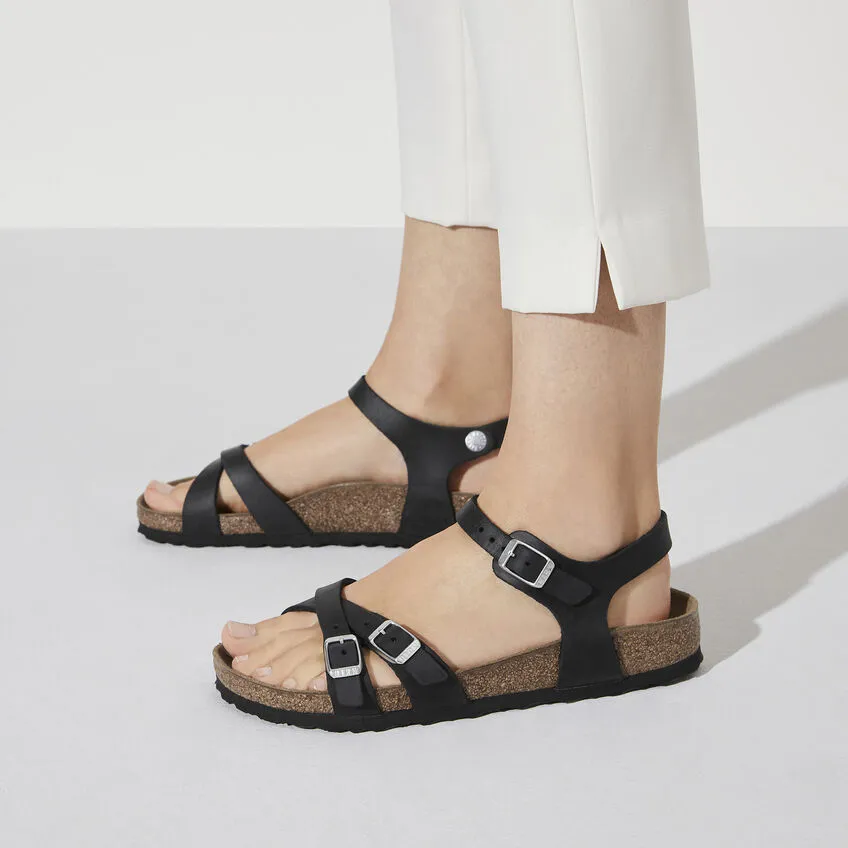 Birkenstock Women’s Kumba Oiled Leather Sandals-Oiled Black