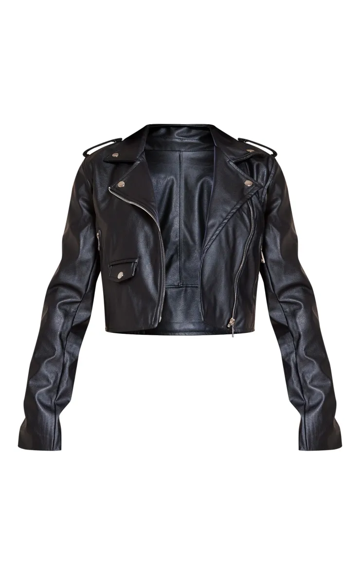 Black PU Biker Jacket With Zips. Coats & Jackets