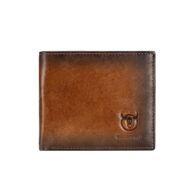 BULLCAPTAIN Men Leather RFID Blocking Wallet