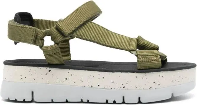 Camper Oruga Up 42mm touch-strap flatform sandals Green