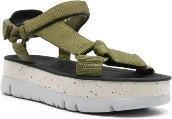 Camper Oruga Up 42mm touch-strap flatform sandals Green