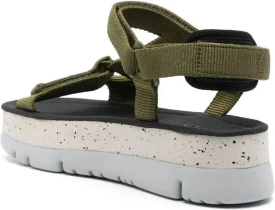 Camper Oruga Up 42mm touch-strap flatform sandals Green