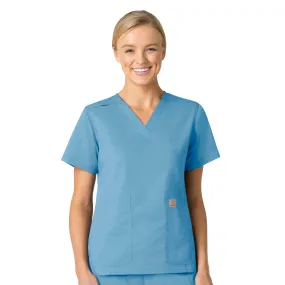 Carhartt Rugged Flex Ripstop Women's V-Neck Scrub Top - Azure Blue