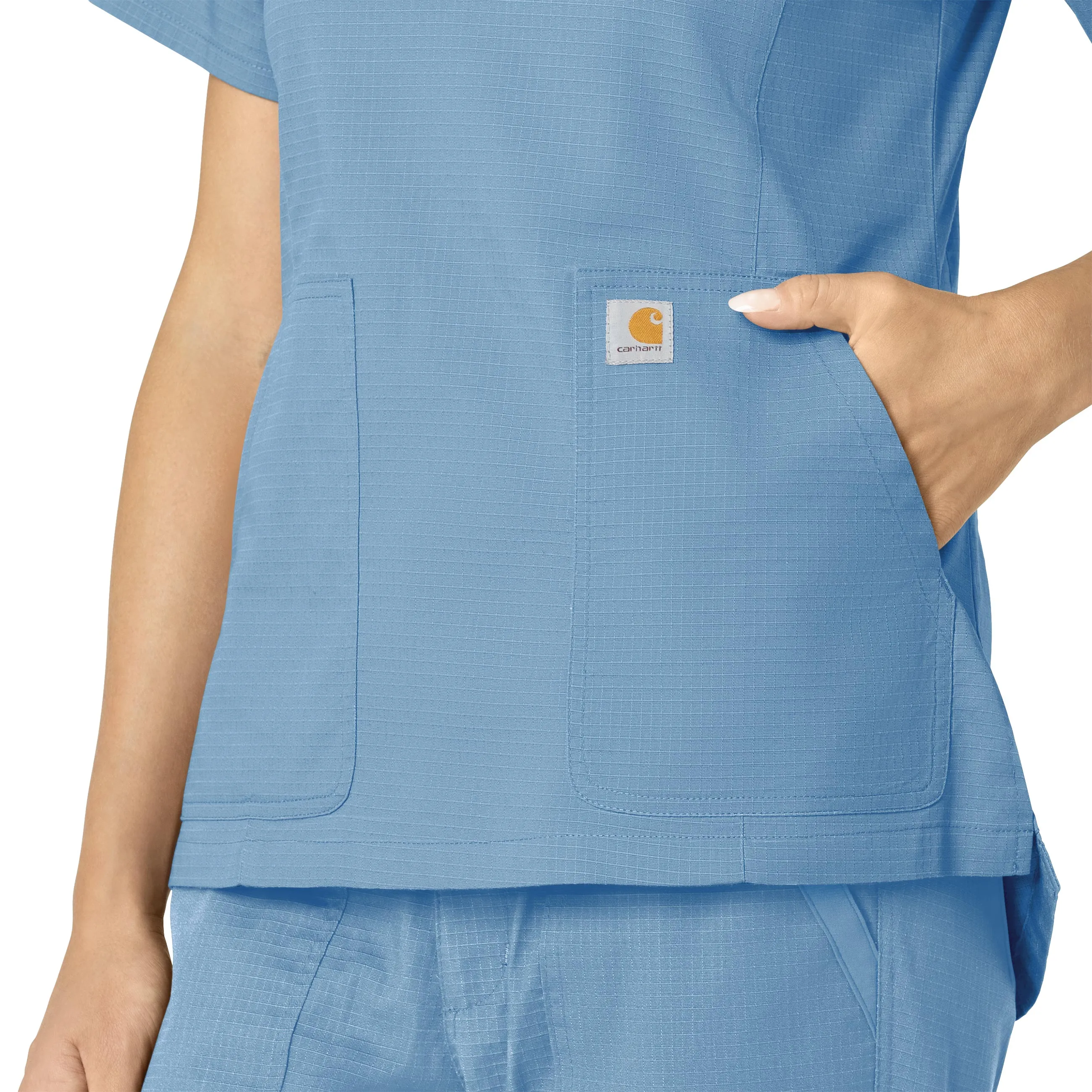 Carhartt Rugged Flex Ripstop Women's V-Neck Scrub Top - Azure Blue