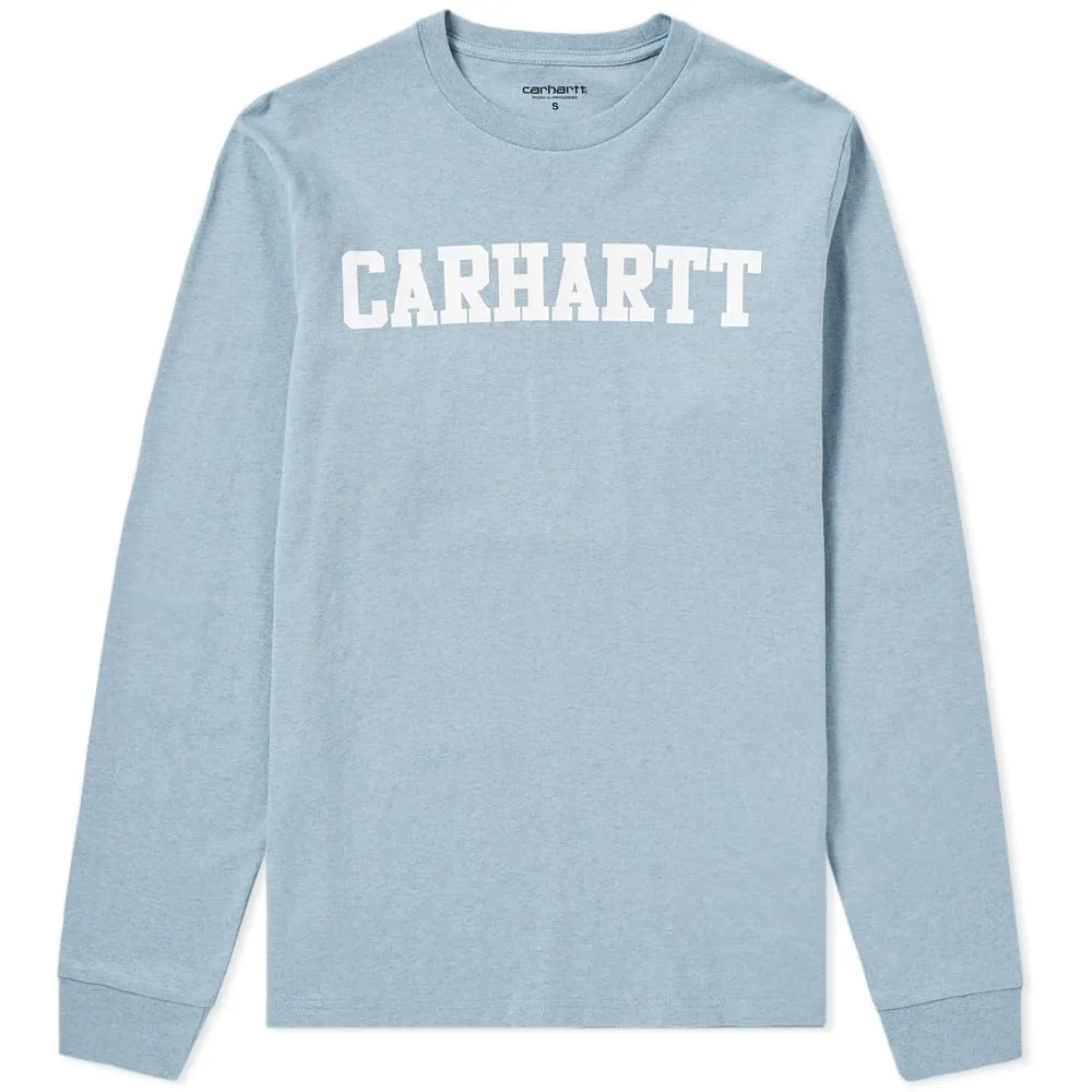 Carhartt WIP Long Sleeve College TeeDusty Blue Heather & White