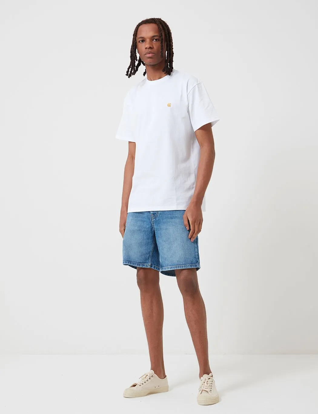 Carhartt-WIP Newel Denim Shorts - Blue, Worn Bleached