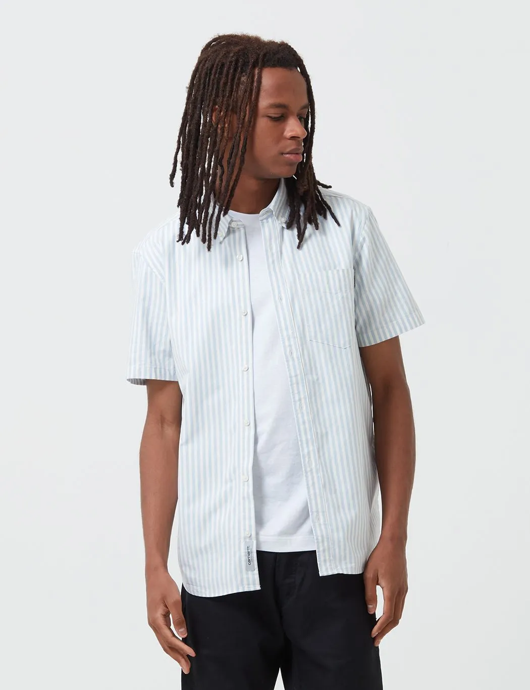 Carhartt-WIP Simon Shirt Short Sleeve (Stripe) - Bleach Blue