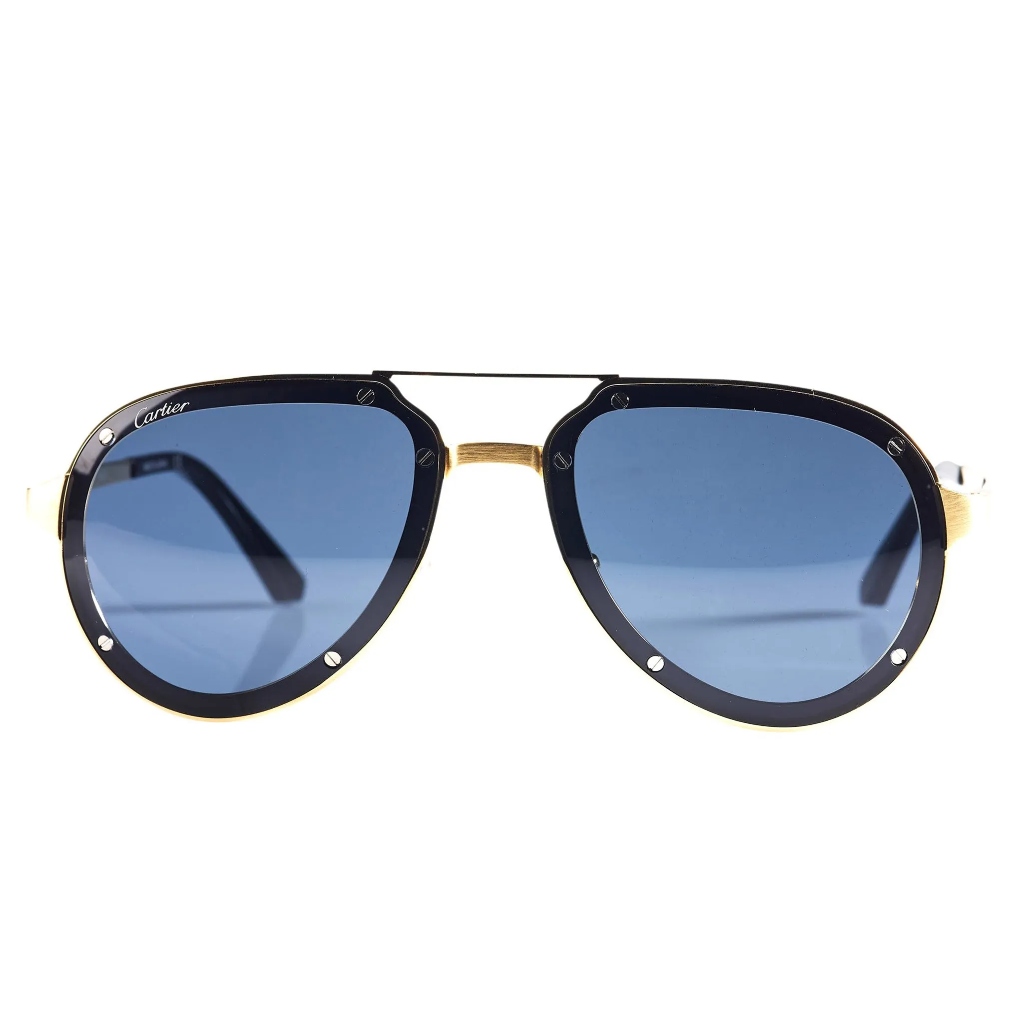 Cartier Eyewear CT0195S-003 Santos De Cartier Black Gold Sunglasses