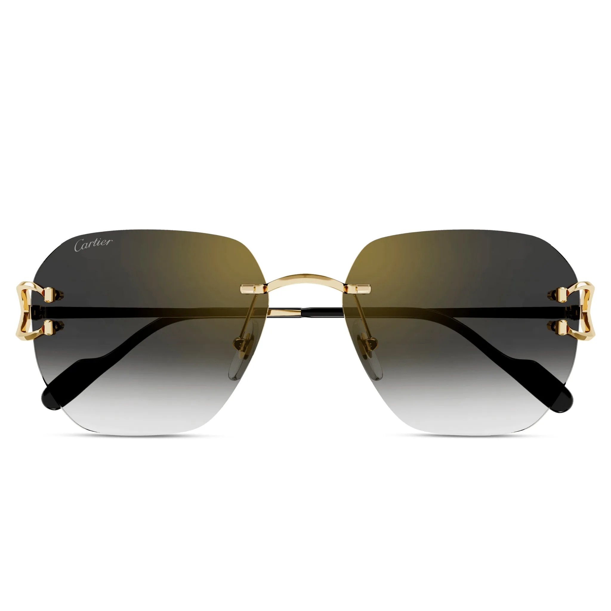 Cartier Eyewear CT0394S-001 C Decor Gold Grey Rimless Sunglasses