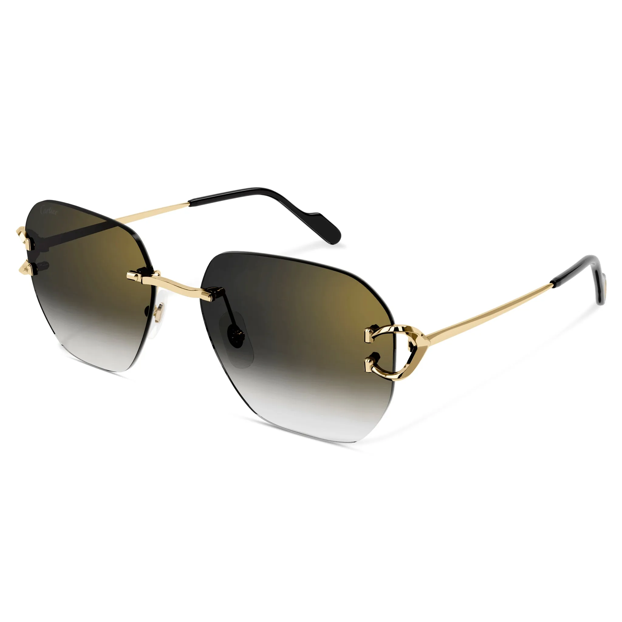 Cartier Eyewear CT0394S-001 C Decor Gold Grey Rimless Sunglasses