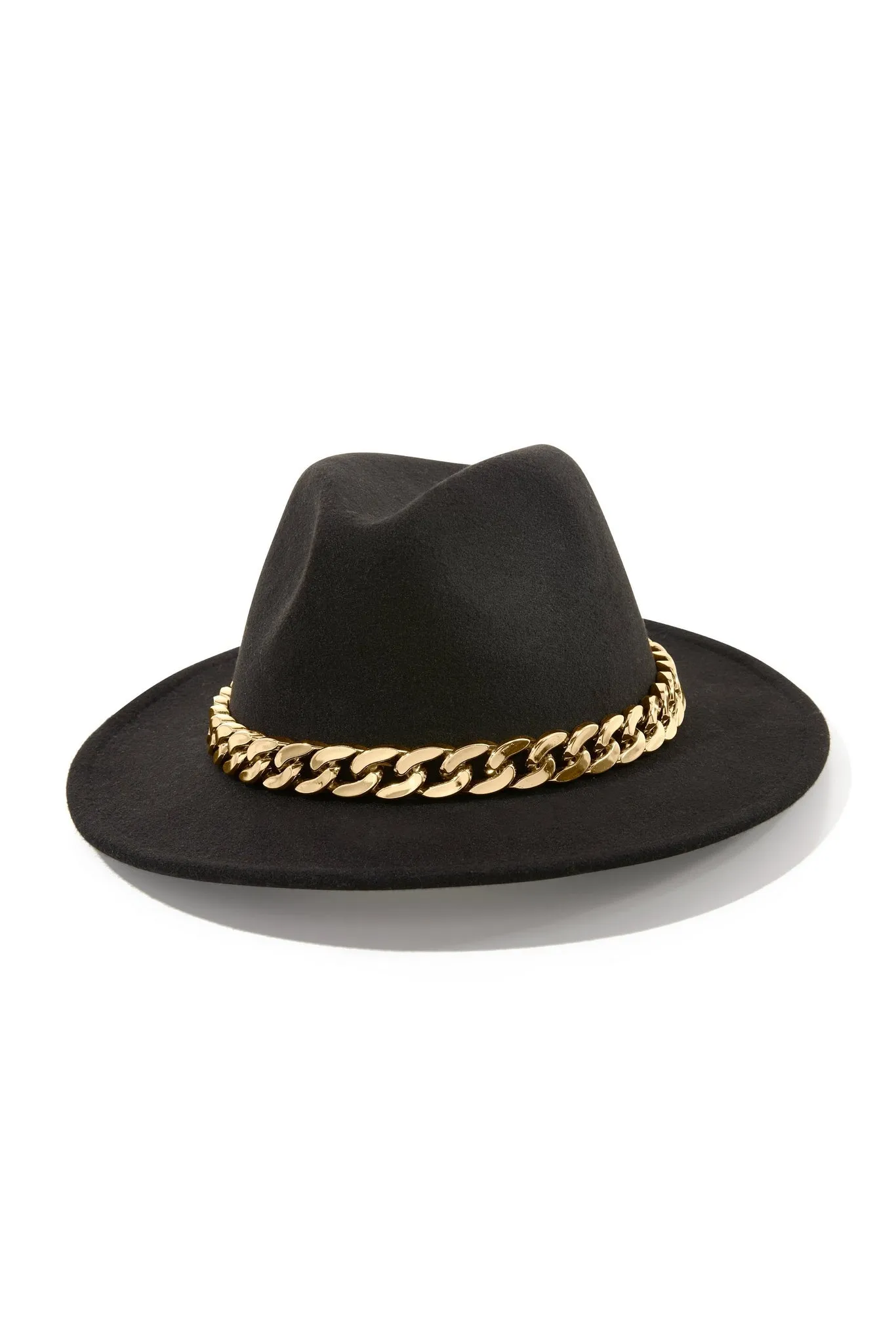 Chain Wide Brim Hat Black/Gold