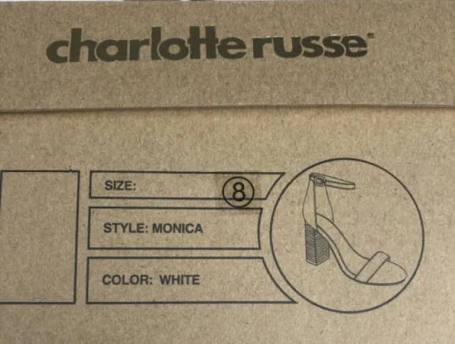 Charlotte russe monica white heels size 8m new with box