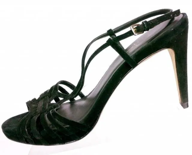 Cole haan women's black suede stiletto sandal heels size 8.5 b