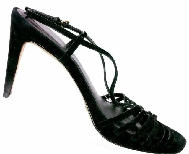 Cole haan women's black suede stiletto sandal heels size 8.5 b