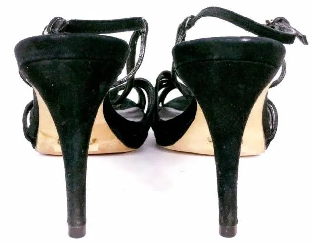 Cole haan women's black suede stiletto sandal heels size 8.5 b