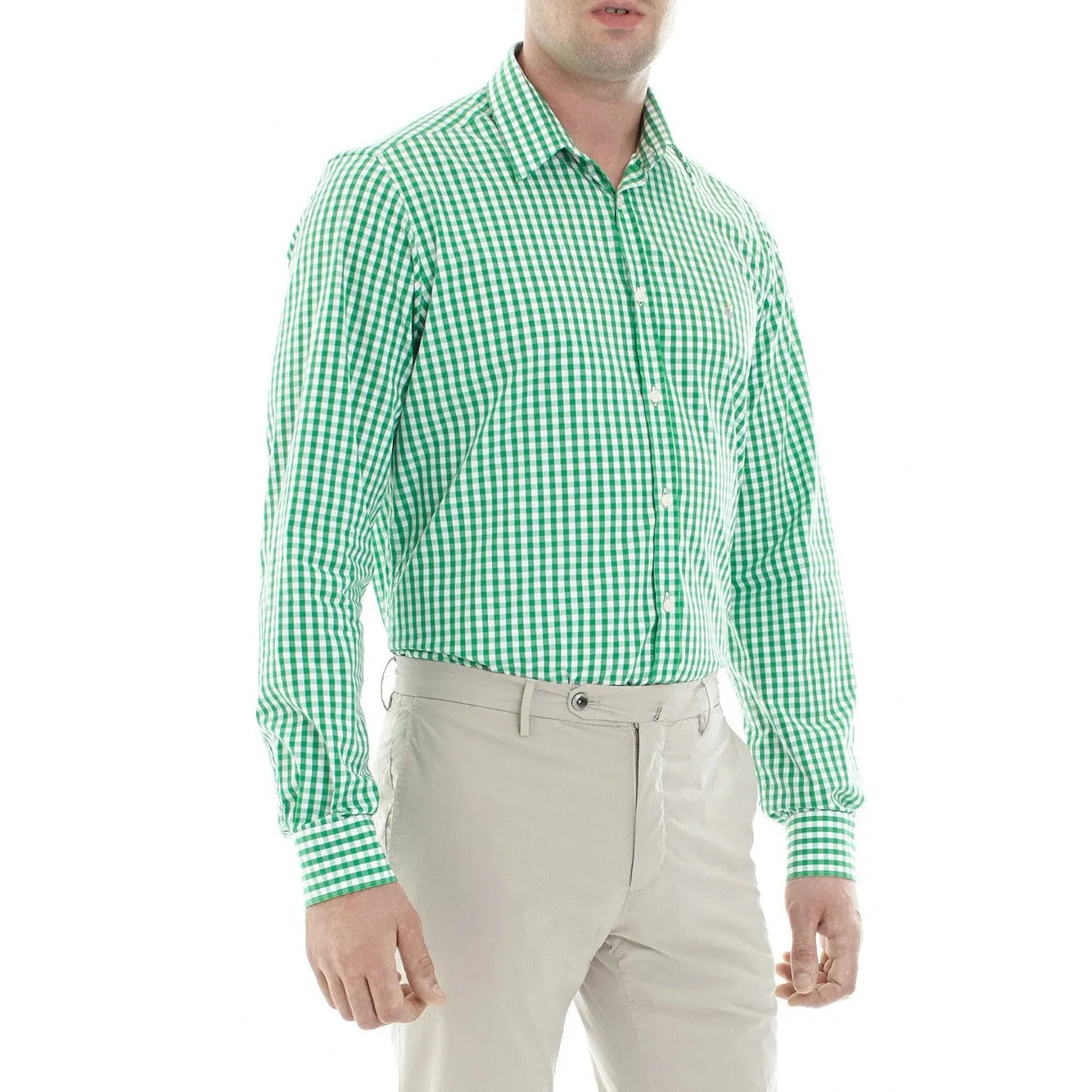 COTTON CHECK SHIRT GREEN/WHITE