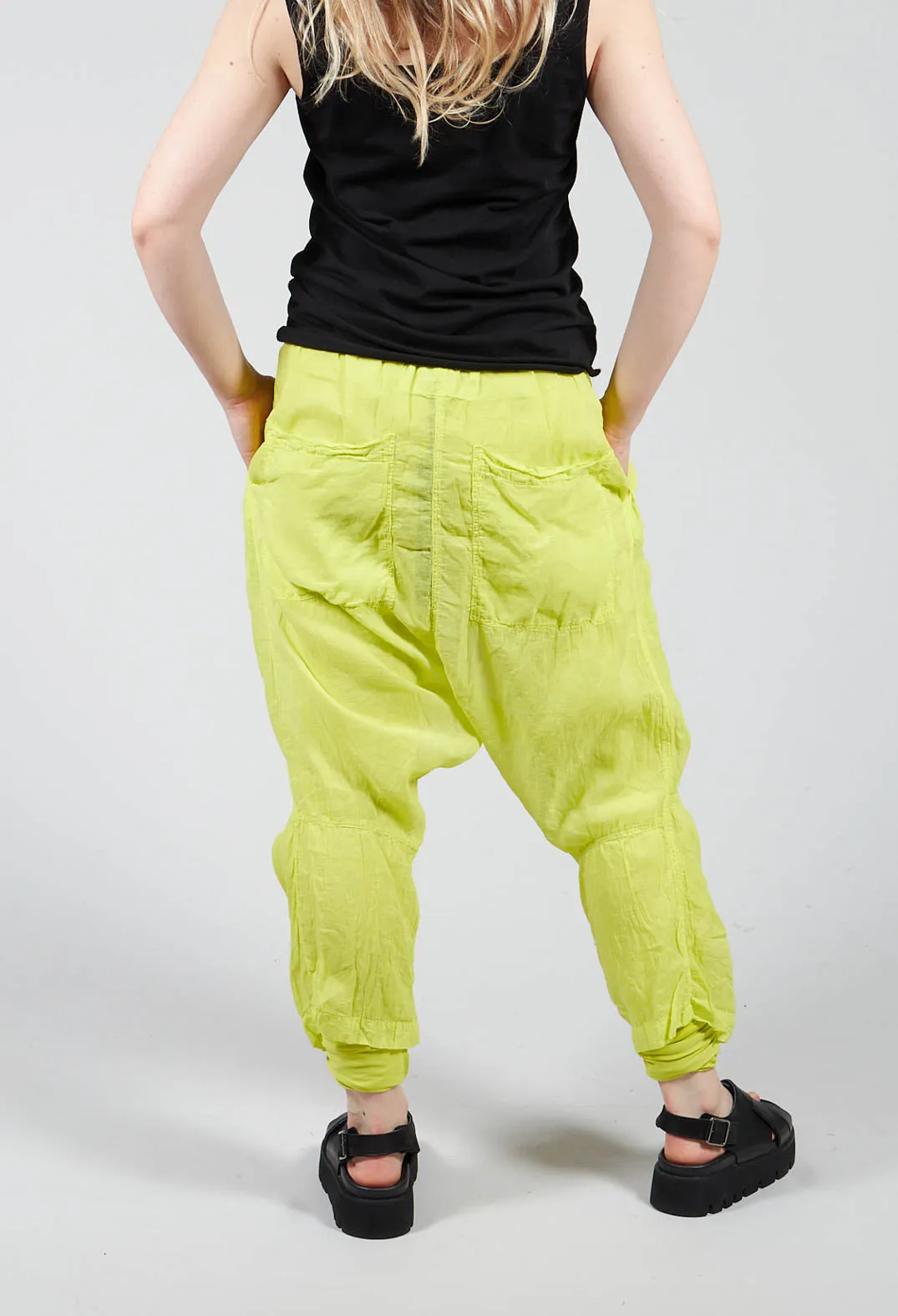 Cotton Drop Crotch Trousers with Button Fly in Spring