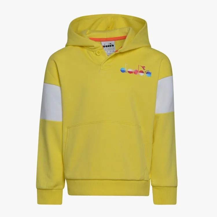 Diadora 102.177124 JB Hoodie Diadora Club Felpa Con Cappuccio Junior Unisex Celandine Giallo