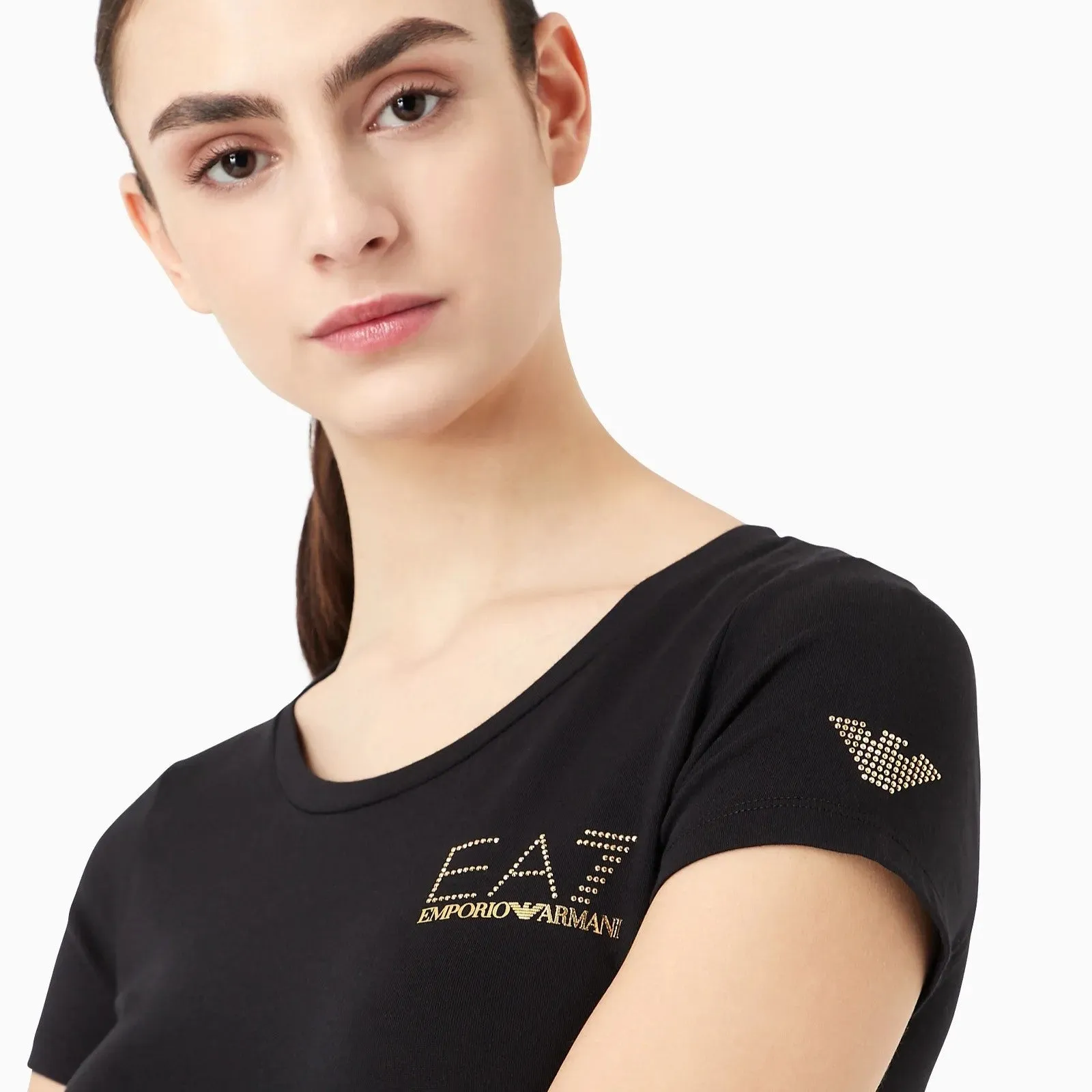 EA7 Womens Cotton-blend jersey Evolution T-shirt