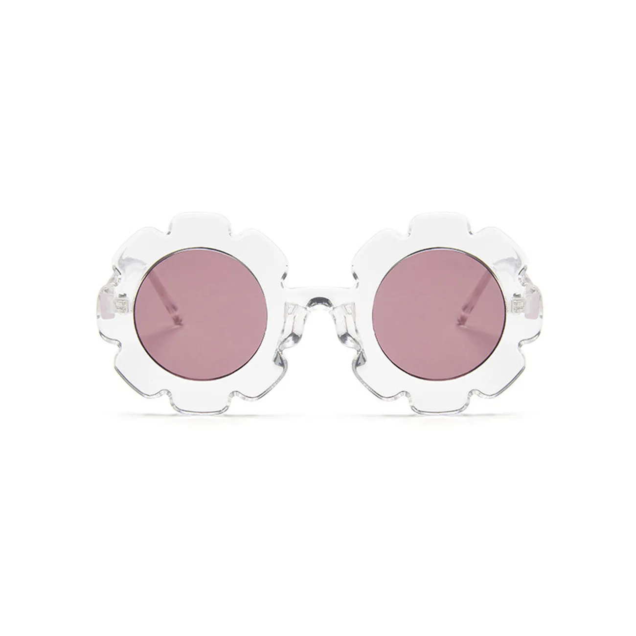 Edna Round Flower Sunglasses — Clear Frame Dark Lens