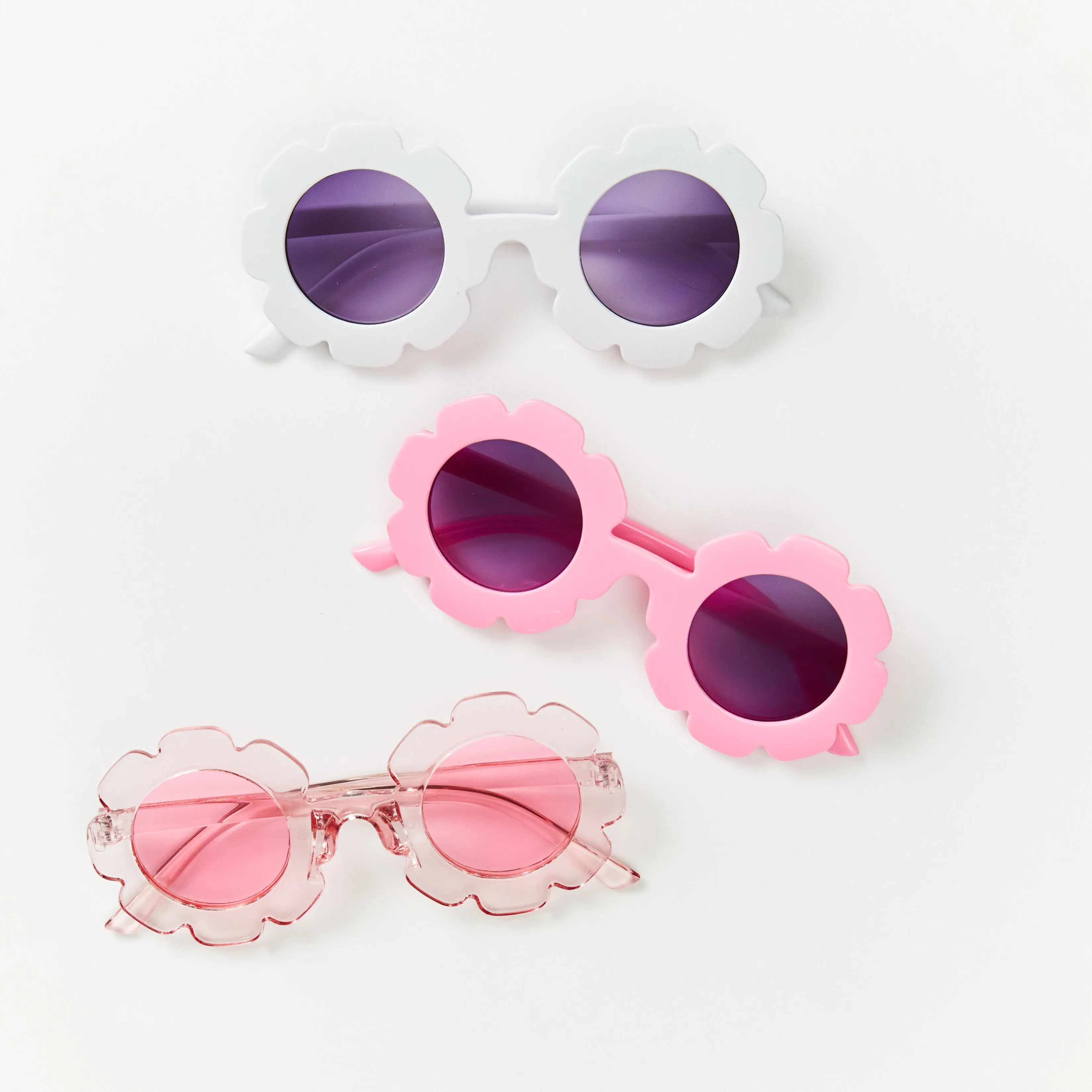 Edna Round Flower Sunglasses — Clear Frame Dark Lens