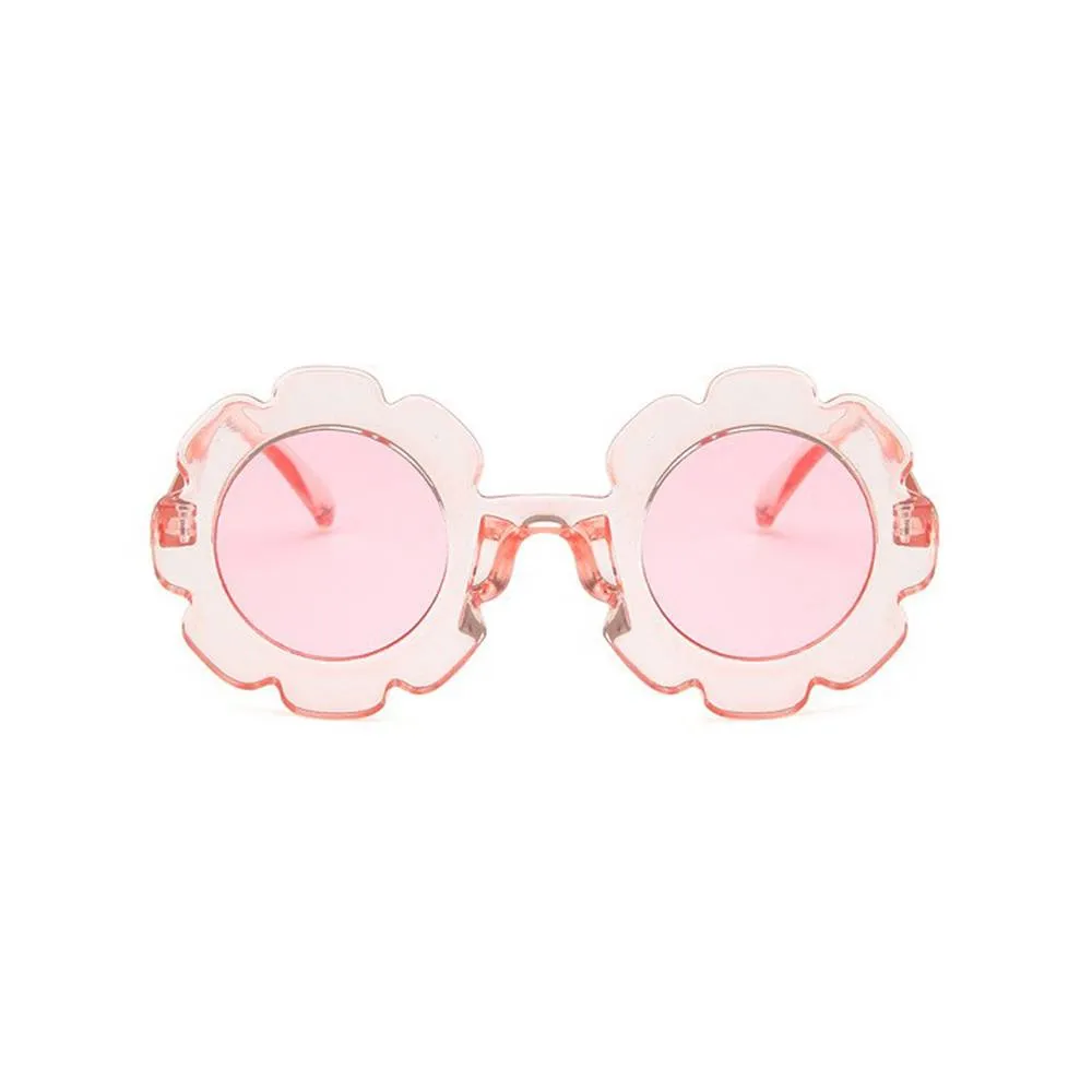 Edna Round Flower Sunglasses — Clear Pink Frame Pink Lens