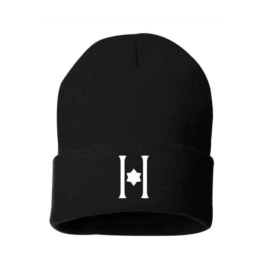 Embroidered Hillel Black Winter Hat