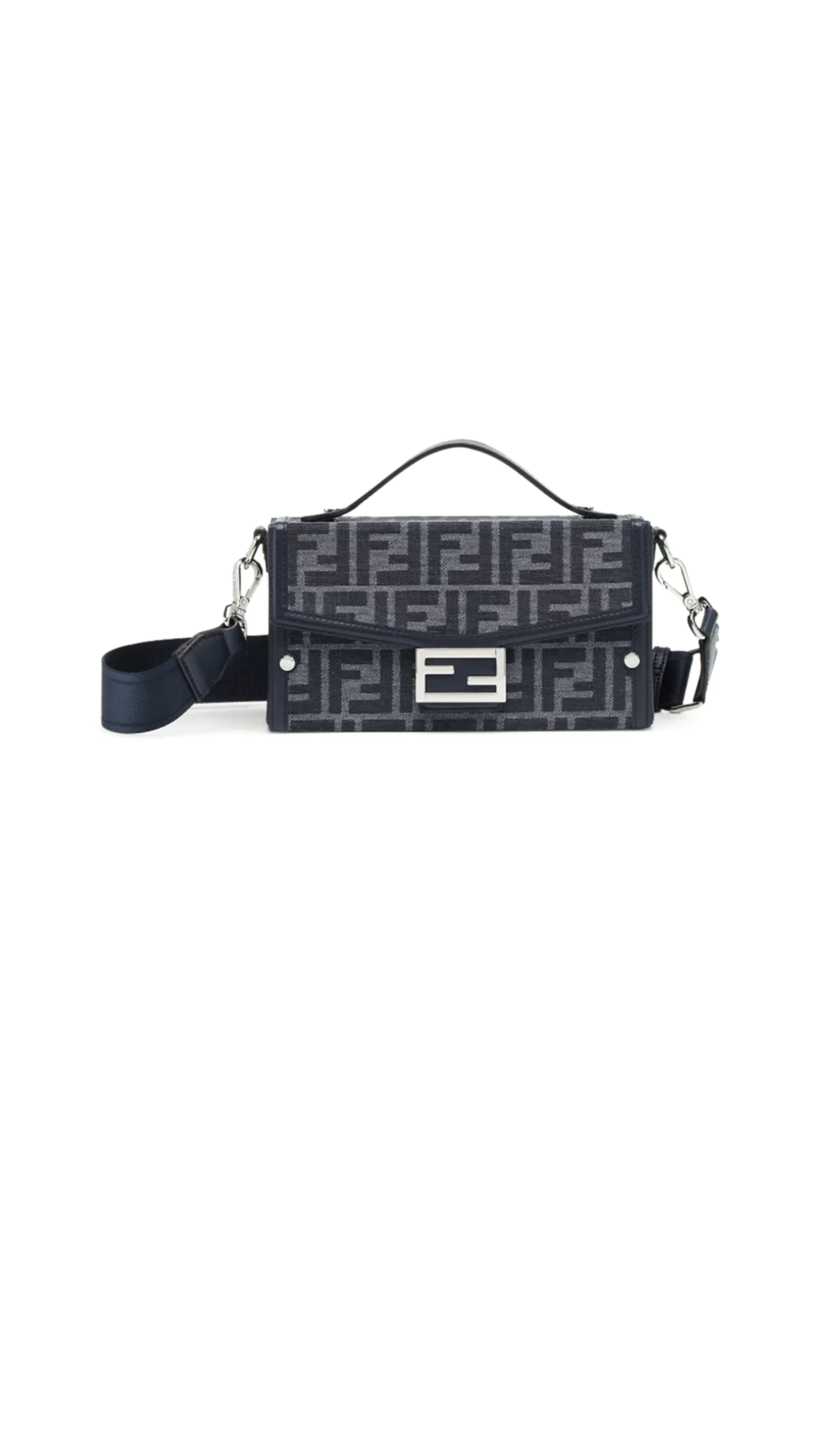 Fendi Baguette Soft Trunk FF Jacquard Shoulder Bag  - Blue