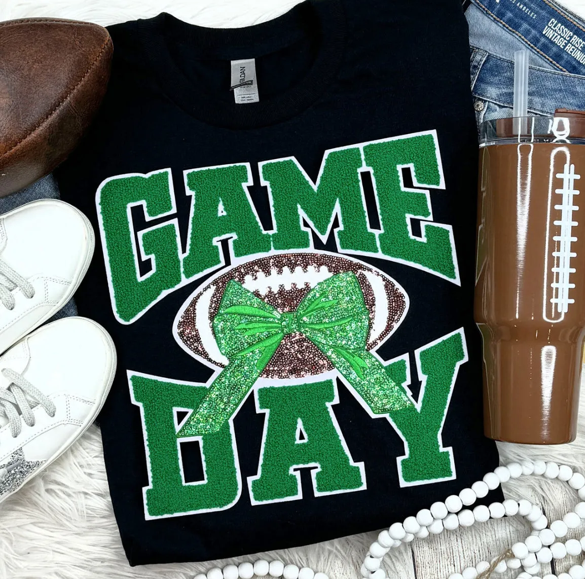 Game Day Bow Tee - Green