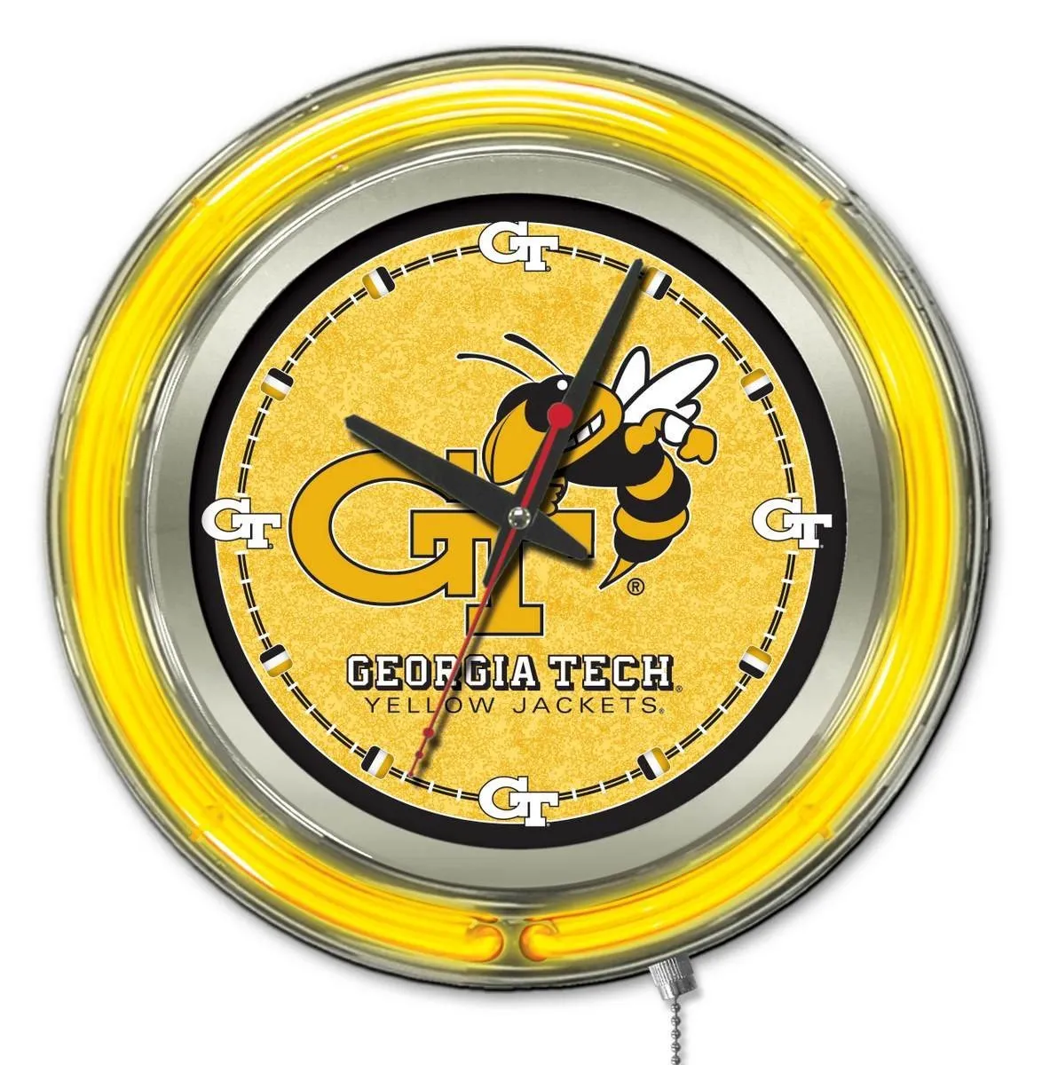 Georgia Tech Yellow Jackets HBS Neon Yellow Battery Powered Wall Clock (15)