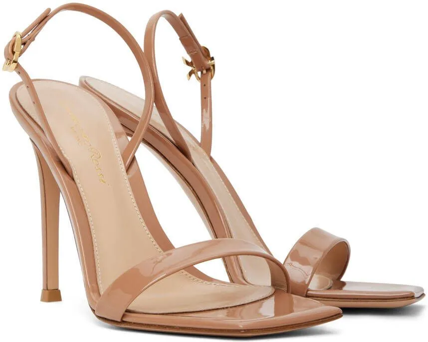 Gianvito Rossi Beige Patent Ribbon Stiletto 105 Heels