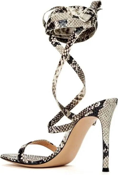 Gianvito Rossi Borneo python-print sandals Neutrals