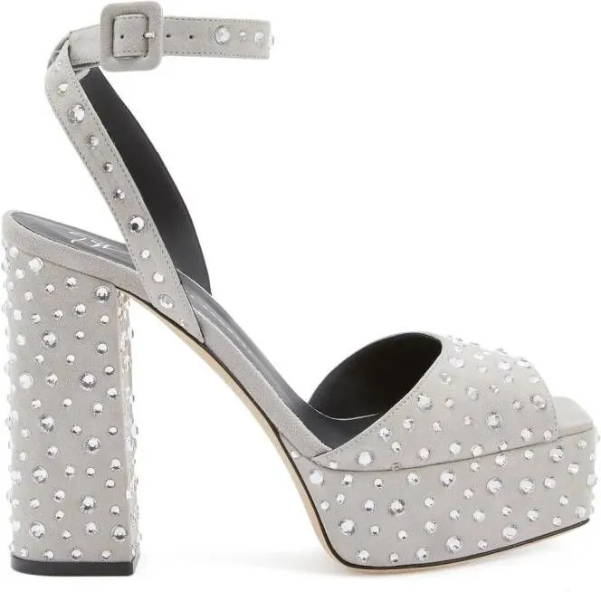 Giuseppe Zanotti New Betty Sparkle 120mm platform sandals Grey