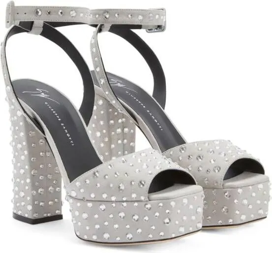 Giuseppe Zanotti New Betty Sparkle 120mm platform sandals Grey