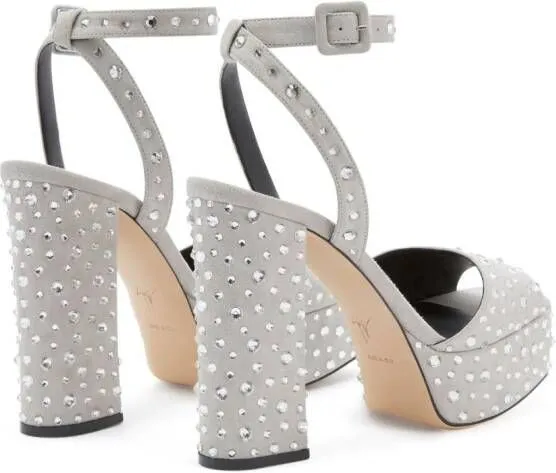 Giuseppe Zanotti New Betty Sparkle 120mm platform sandals Grey