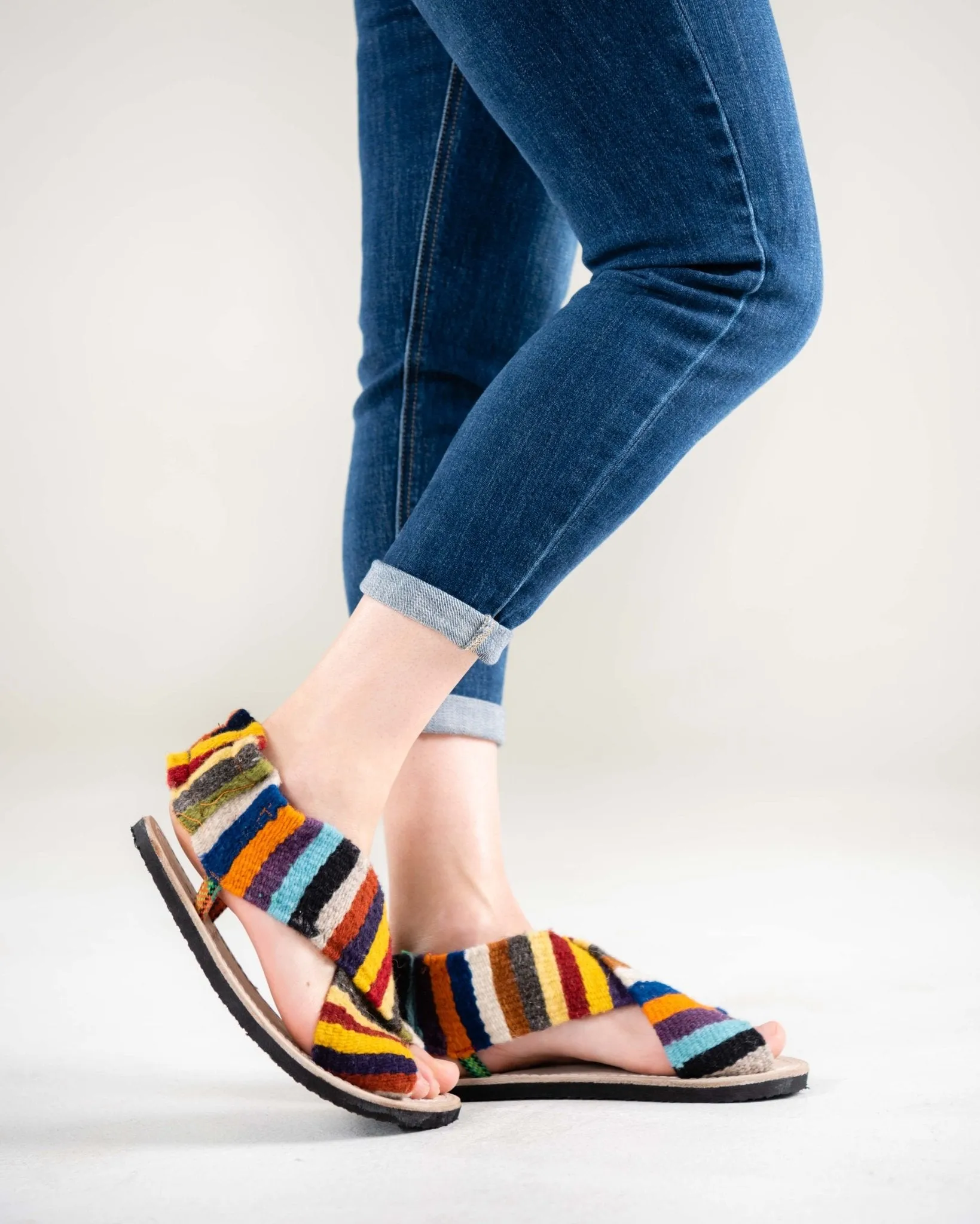 Gladiator-Rainbow Tapestry Sandals