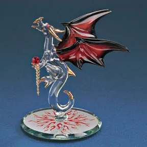 Glass Dragon with Fire Figurine