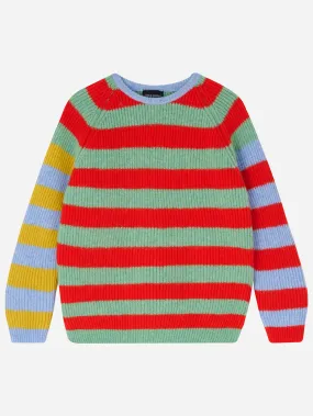 Green & Scarlet Stripe Kids Jumper