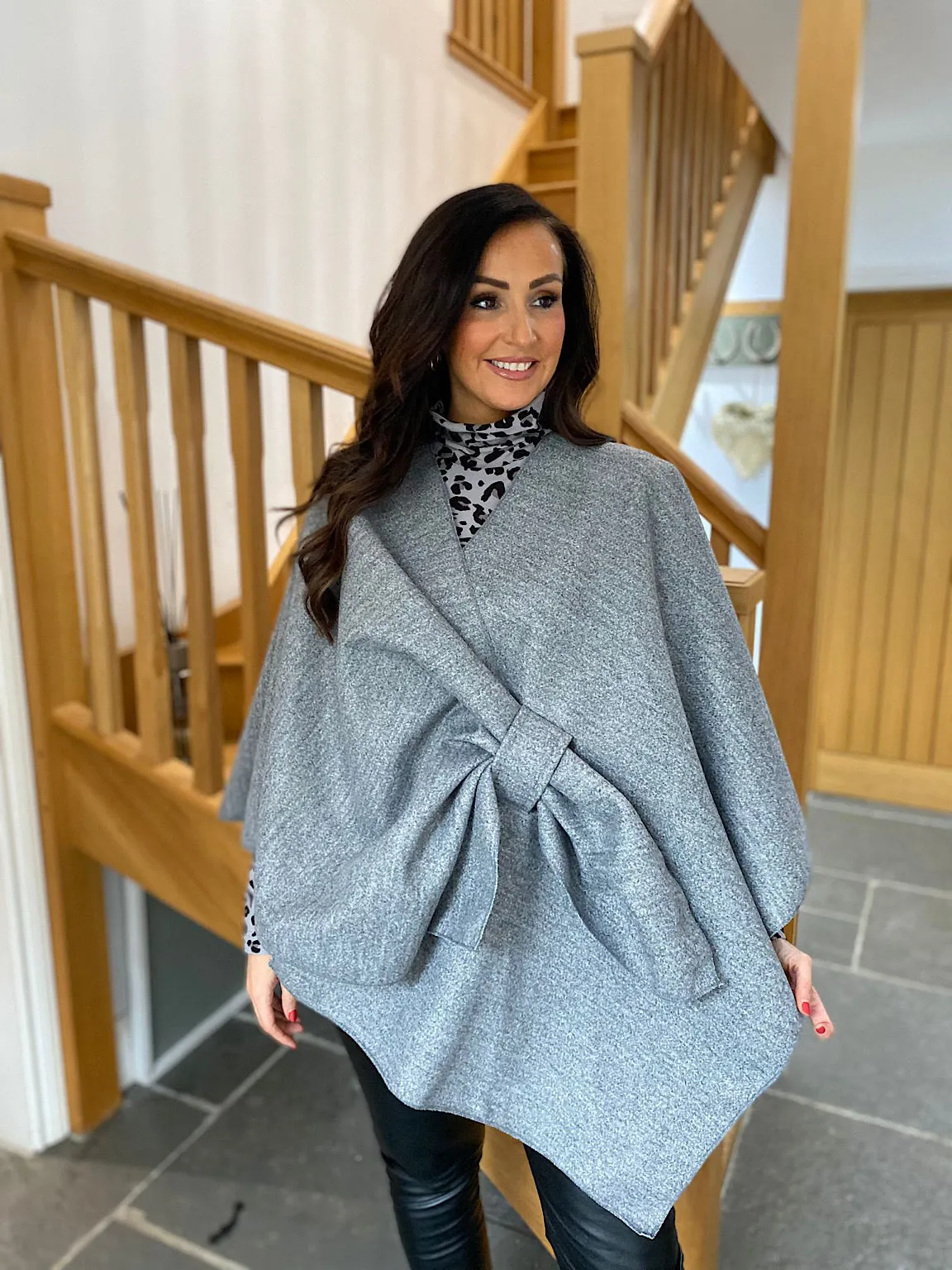 Grey Wrap Over Cape Mia