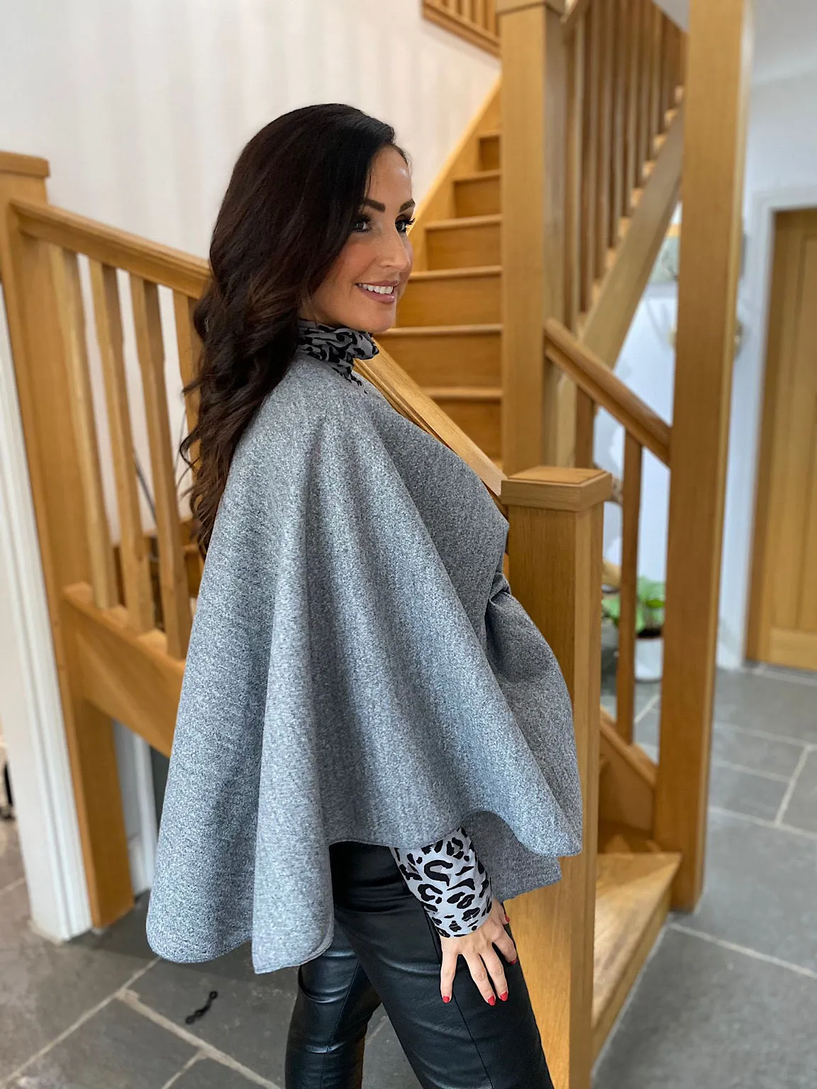 Grey Wrap Over Cape Mia